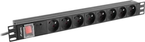 Lanberg racková PDU lišta 19" 1U, 8 zásuviek typ E, 16 A, čierna