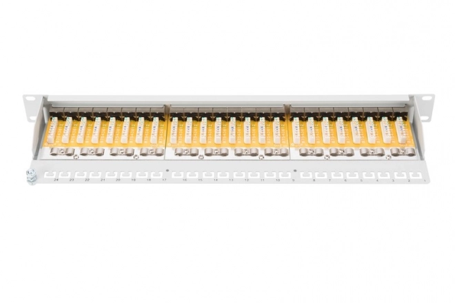 Patch panel 19" 24 portov kat.6 s káblovým držiakom, šedý