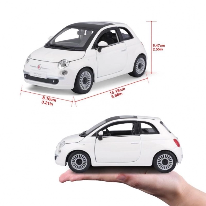 Bburago 1:24 Fiat 500 (2007) biely