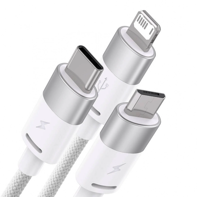 Kábel 3v1 Baseus StarSpeed USB-C + micro + Lightning biely