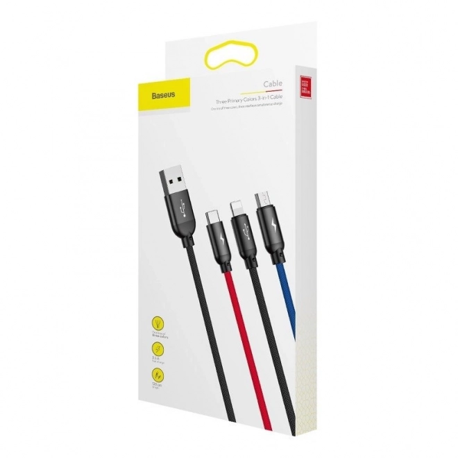 Kabel 3v1 USB-C / Lightning / microUSB 0,3m - čierny