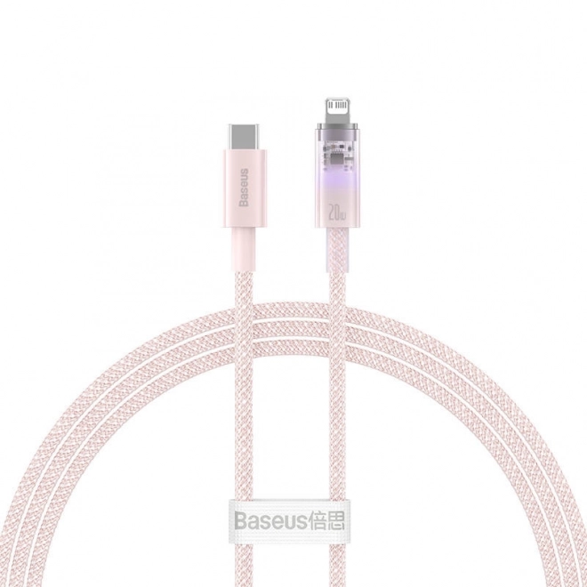 Rýchlonabíjací kábel Baseus USB-C na Lightning Explorer Series 1 m, 20 W (ružový)