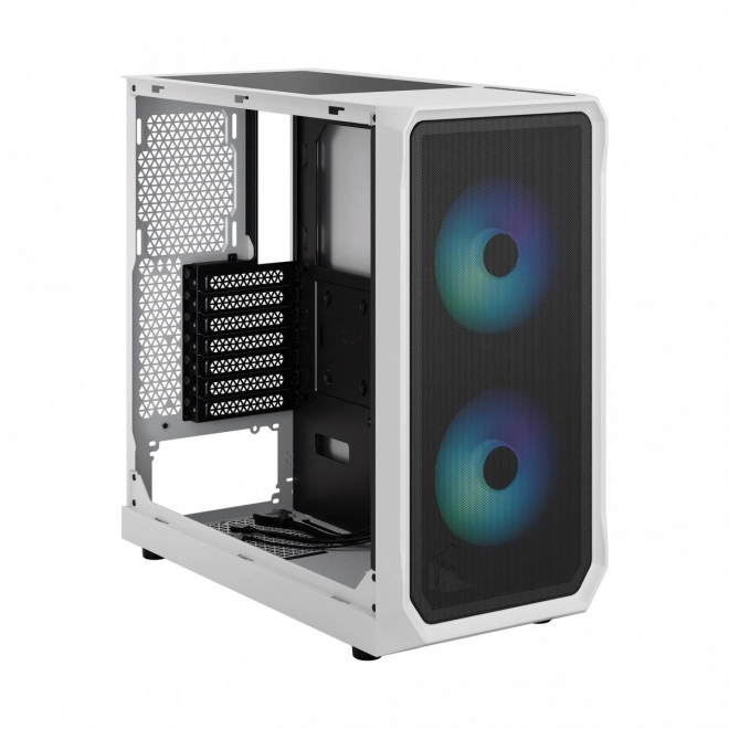 Biela RGB herná skriňa Focus s TG Clear Tint