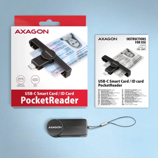 Kompaktný čítač kariet AXAGON PocketReader USB-C