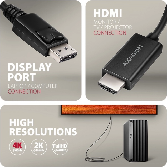 Aktívny adaptér DisplayPort na HDMI 4K/60Hz 1,8m