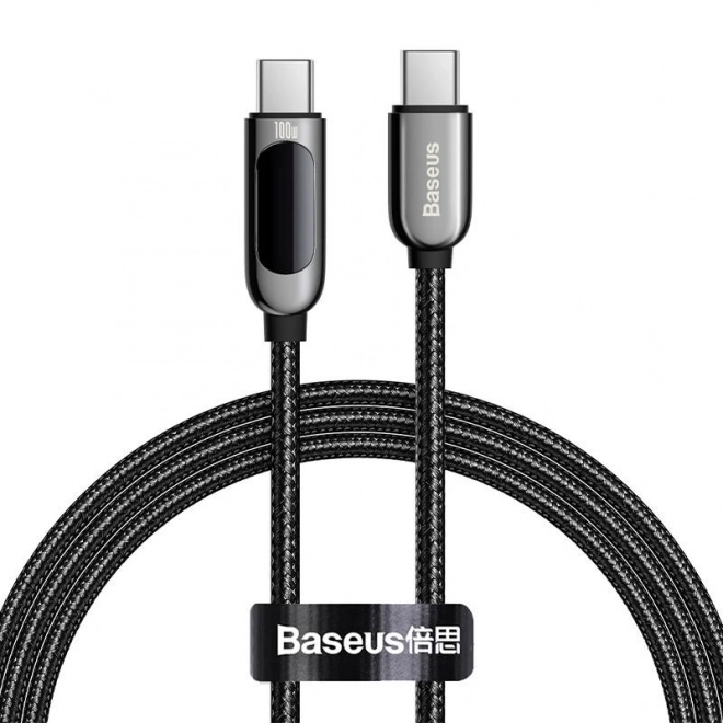 Baseus kábel USB-C na USB-C s displejom 100W 1m čierny