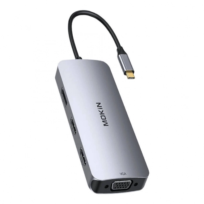 Mokin 8-v-1 rozbočovač USB-C VGA + 2xHDMI strieborný