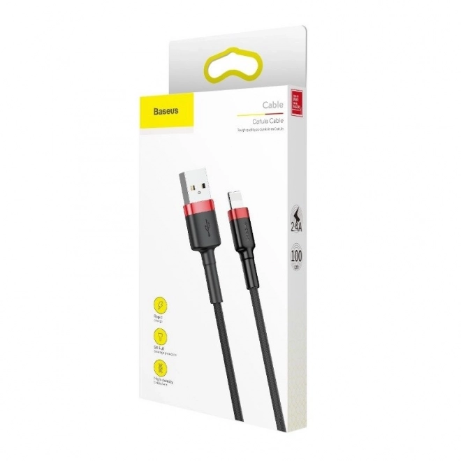 Baseus Cafule USB Lightning Kábel 2.4A 1m červený-čierny