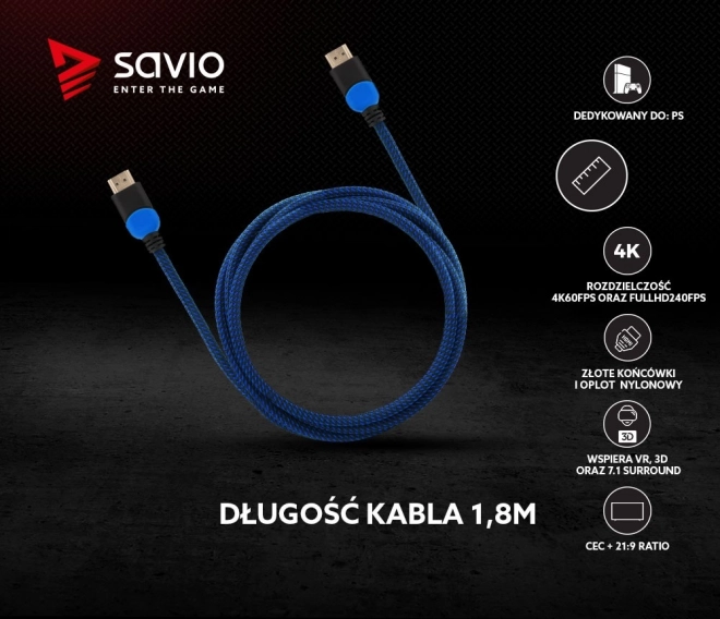 HDMI kábel 2.0 modrý-čierny 1,8m