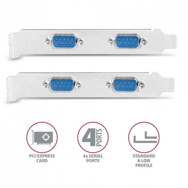 Kontrolér PCIe s 4 portami RS232