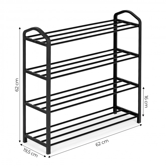 Kovový stojan na topánky so 4 policami