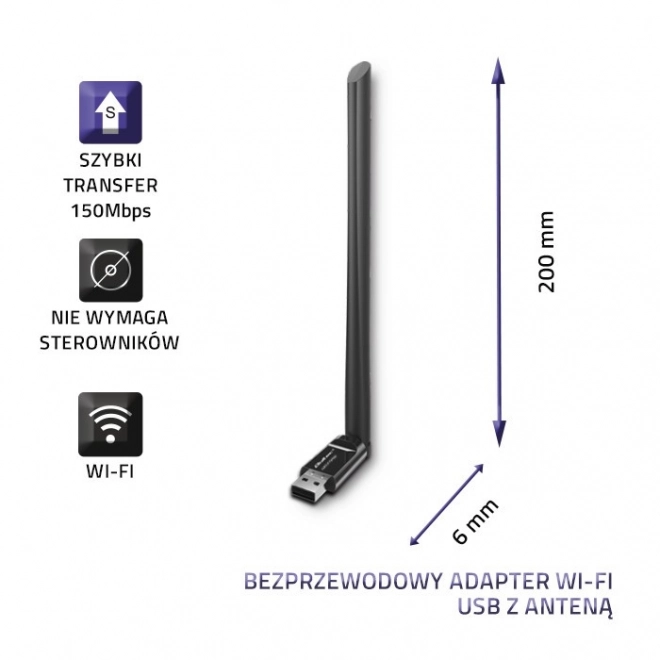 Wi-Fi USB adaptér s bezdrôtovou anténou