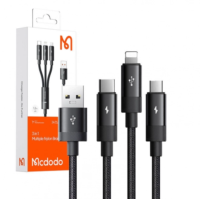 Kabel 3v1 USB na USB-C, Lightning, Micro USB