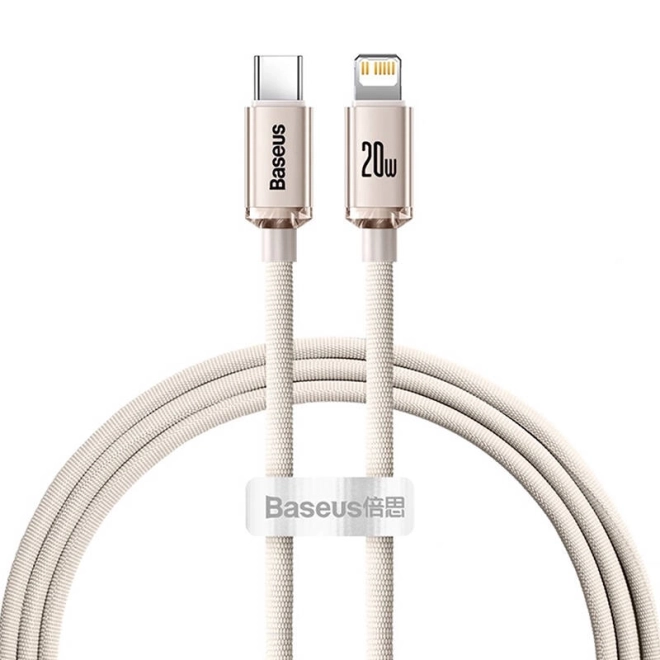 Baseus Crystal Shine USB-C kábel 20W 1,2m ružový