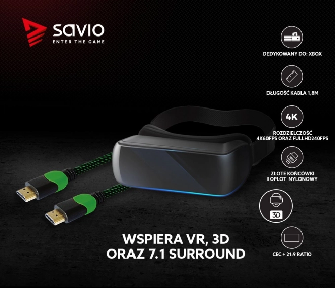 Kábel HDMI 2.0 zeleno-čierny 1,8m
