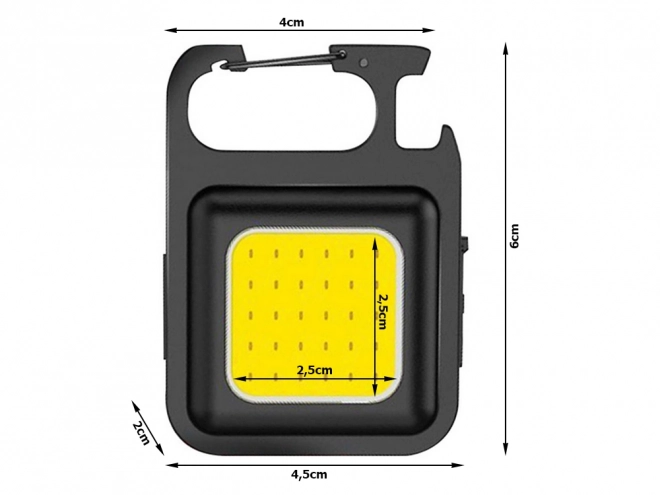 Prívesok na kľúče s LED svetlom, magnetom a USB otvorom