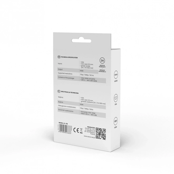 Konvertor VGA na HDMI Full HD 1080p 60 Hz
