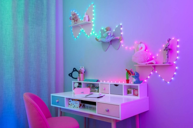 Inteligentné lampy Twinkly z LED svetlami, tvar srdca, zelený kábel, 12 m