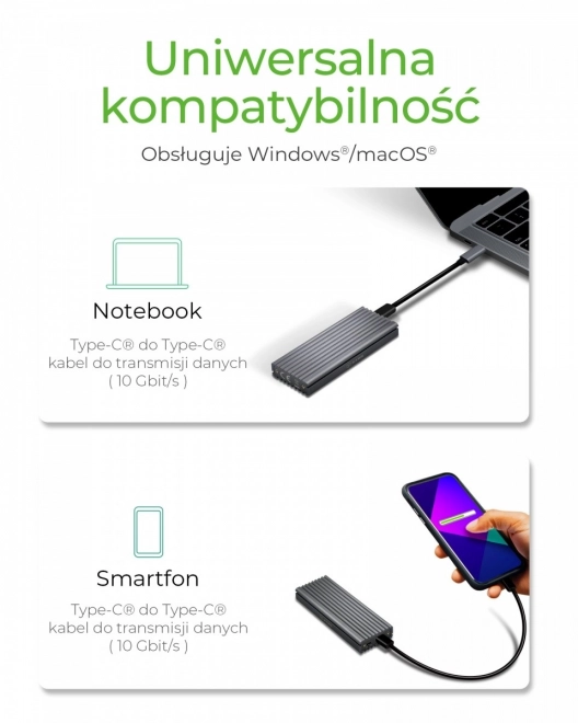 Icy Box externé puzdro pre SSD M.2 NVMe s USB‑C 10 Gb/s