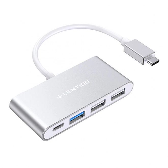 Rozbočovač Lention 4v1 USB-C strieborný