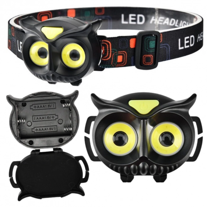 Detská čelová LED lampa Sova