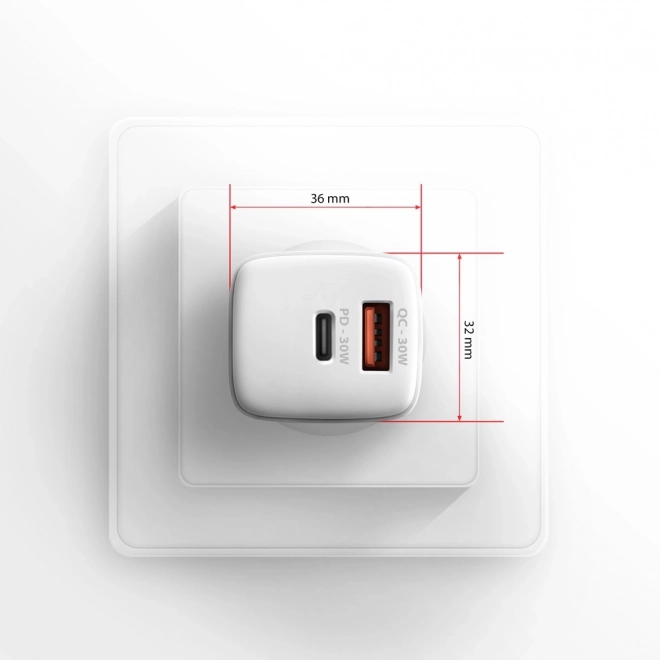 Biela nabíjačka do siete PD & QC 30W