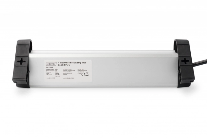 Kancelárska napájacia lišta 45° so 4 zásuvkami, 2x USB (5V/2A), otočná 290°