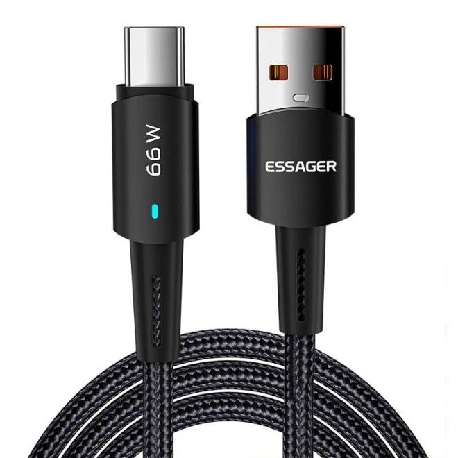 USB-A na USB-C kábel Essager 66W 1m čierny