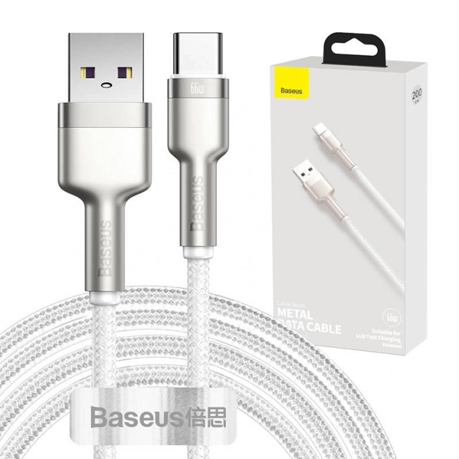 Kábel USB-C Baseus Cafule 66 W 2 m biely