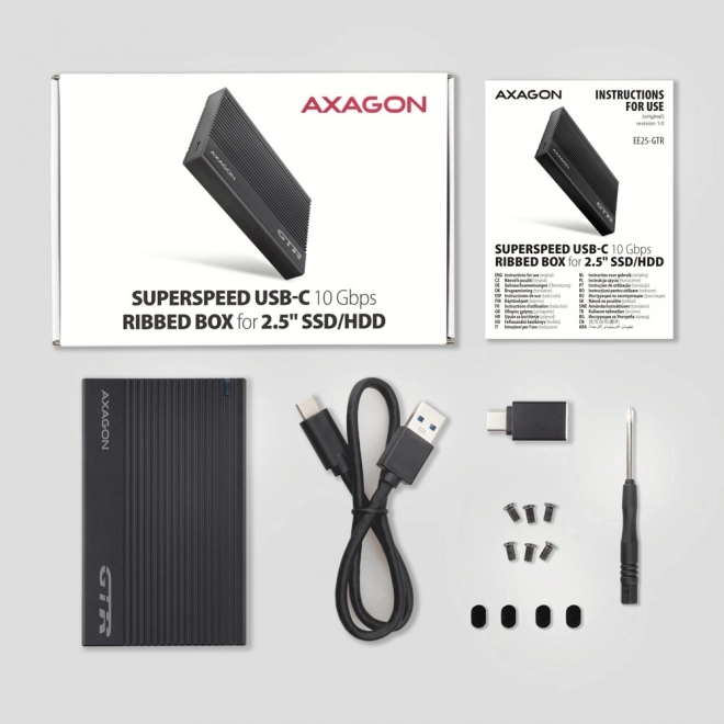 Hliníkové puzdro pre externé disky USB3.2 Gen 2 - SATA 6G 2.5" SSD/HDD