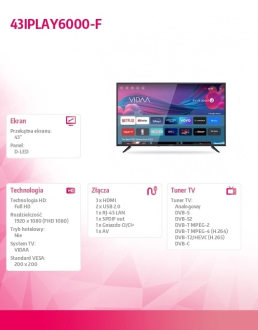 Televízor LED 43'' IPLAY