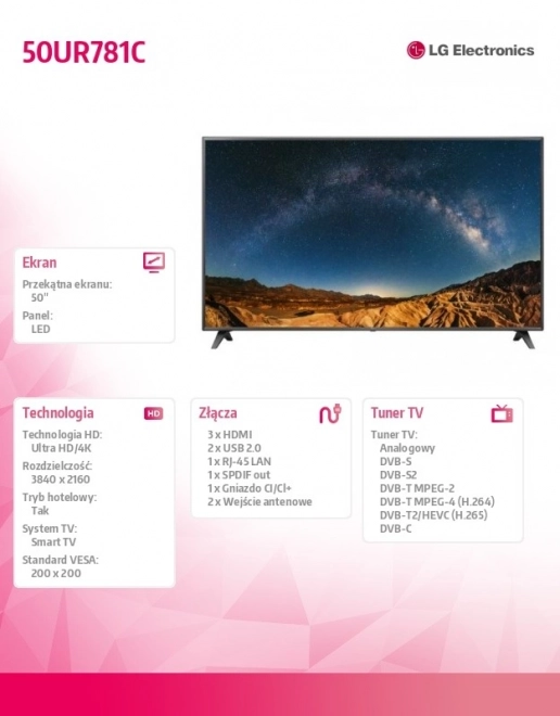 50-palcový LED televízor 50UR781C