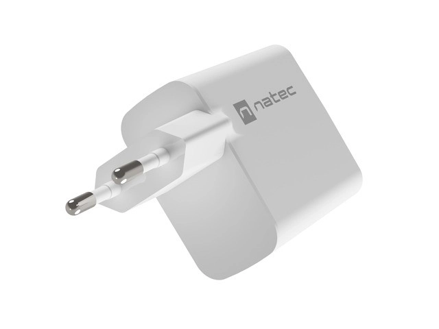 Nabíjačka Natec Ribera GAN 1X USB-A + 1X USB-C 45W biela