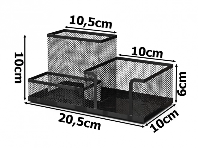 Kancelársky organizér na stôl, kovový s 3 komorami