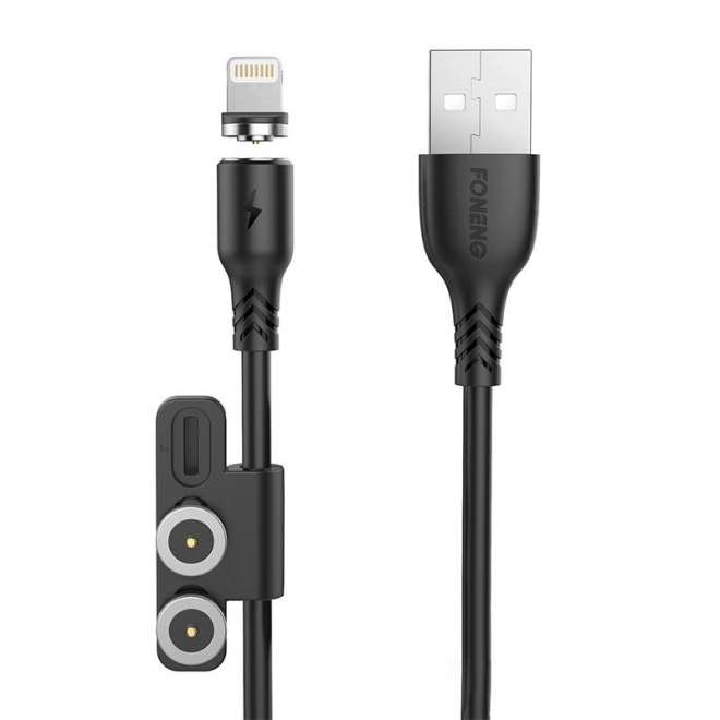 Magnetický kábel 3v1 USB-C / Lightning / Micro USB 1 m čierny