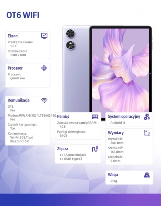 Tablet OT6 Wifi 10,1 palca