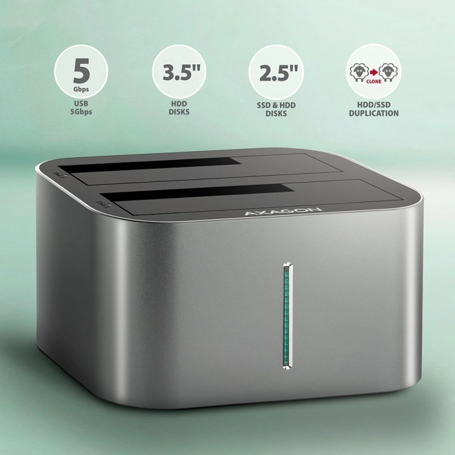 Stojan na dokovanie AXAGON Dual Clone USB-C pre SSD/HDD