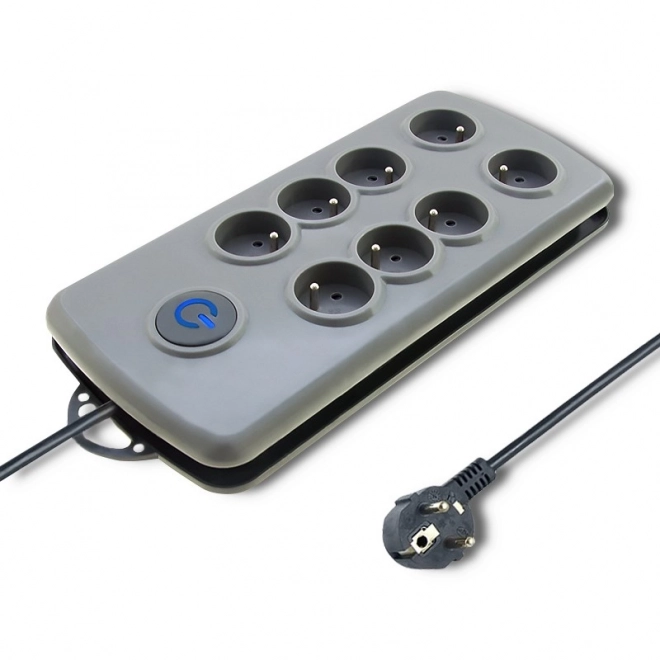 Antiprepäťová lišta Quick Switch s 8 zásuvkami, 2,5 m, šedá