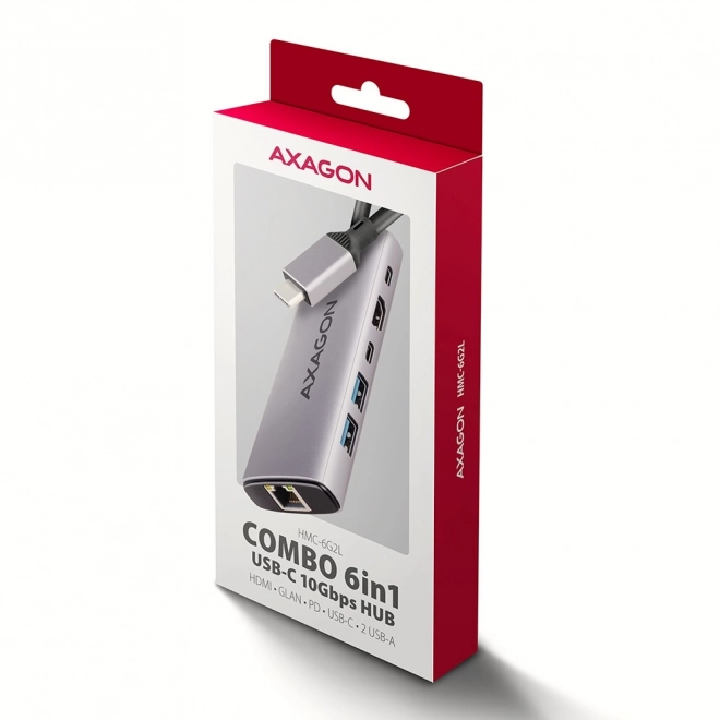 Viacportový USB hub 6v1 AXAGON s 10Gbps
