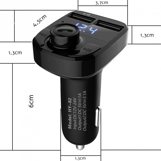 Multifunkčný FM transmitter s Bluetooth a USB nabíjačkou