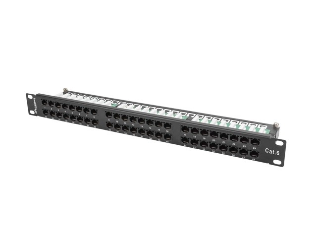 Patch panel 48 portov 1U kat.6 čierny
