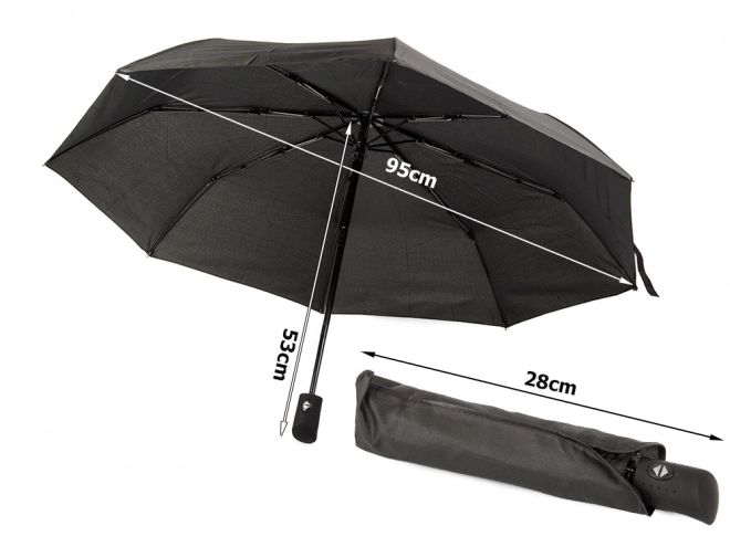 Elegantný skladací automatický čierny dáždnik unisex