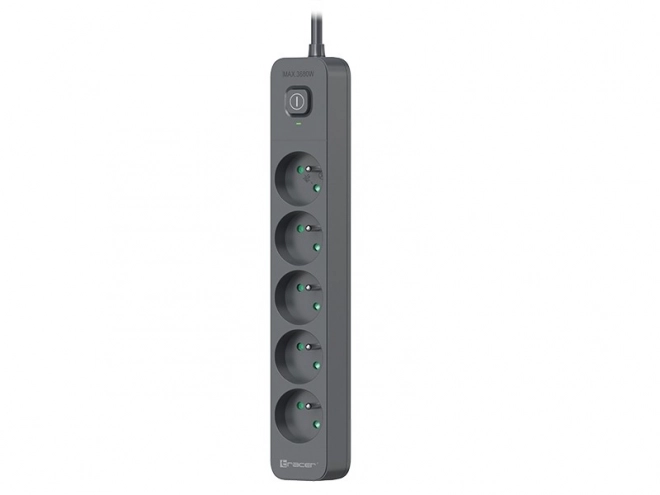 Protiprepäťová napájacia lišta Tracer Power Line+ 3m Graphite