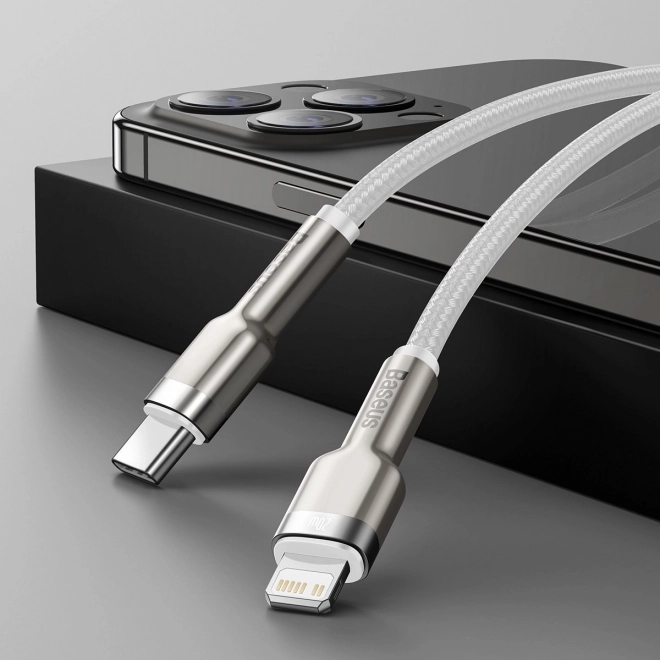 Baseus Cafule USB-C na Lightning Nabíjací Kábel 1m Biela