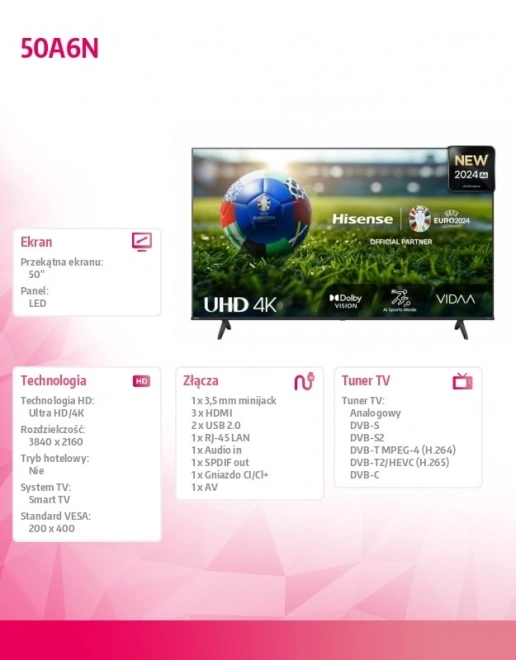 50-palcový LED televízor 50A6N