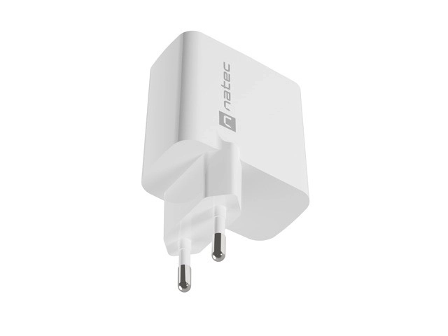 Nabíjačka Natec Ribera GAN 1X USB-A + 1X USB-C 45W biela