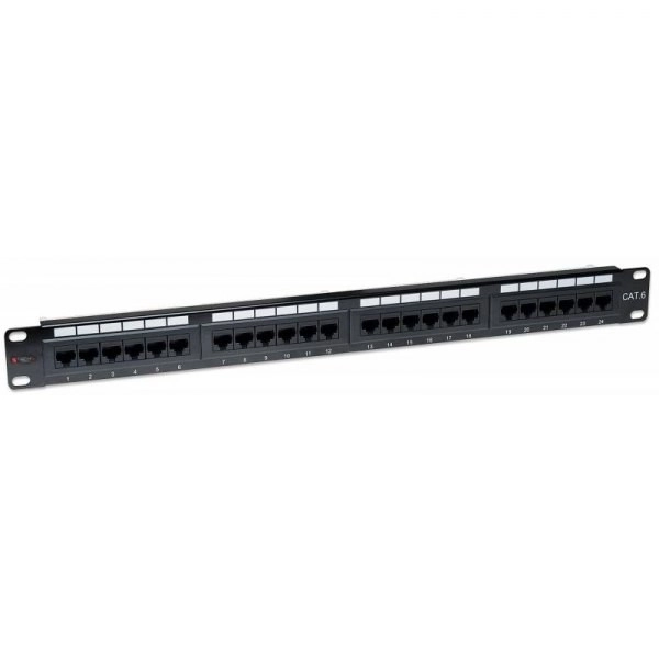 Patch panel 1U Cat.6 čierny