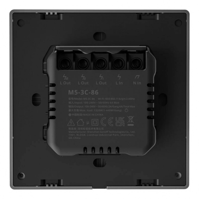 Inteligentný nástenný vypínač Sonoff M5 s WiFi 3-kanálový
