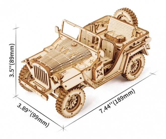 3D drevené puzzle vojenský džíp