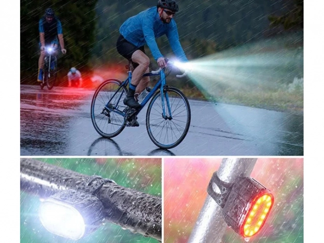 Silné LED predné a zadné svetlá na bicykel USB